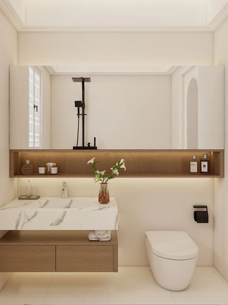 White floating vanity