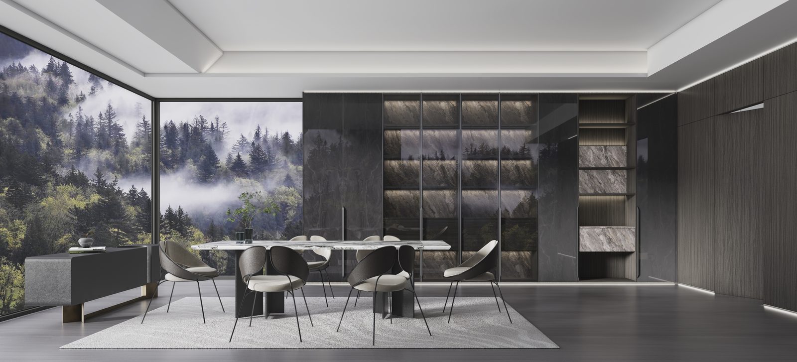 Dark dining room