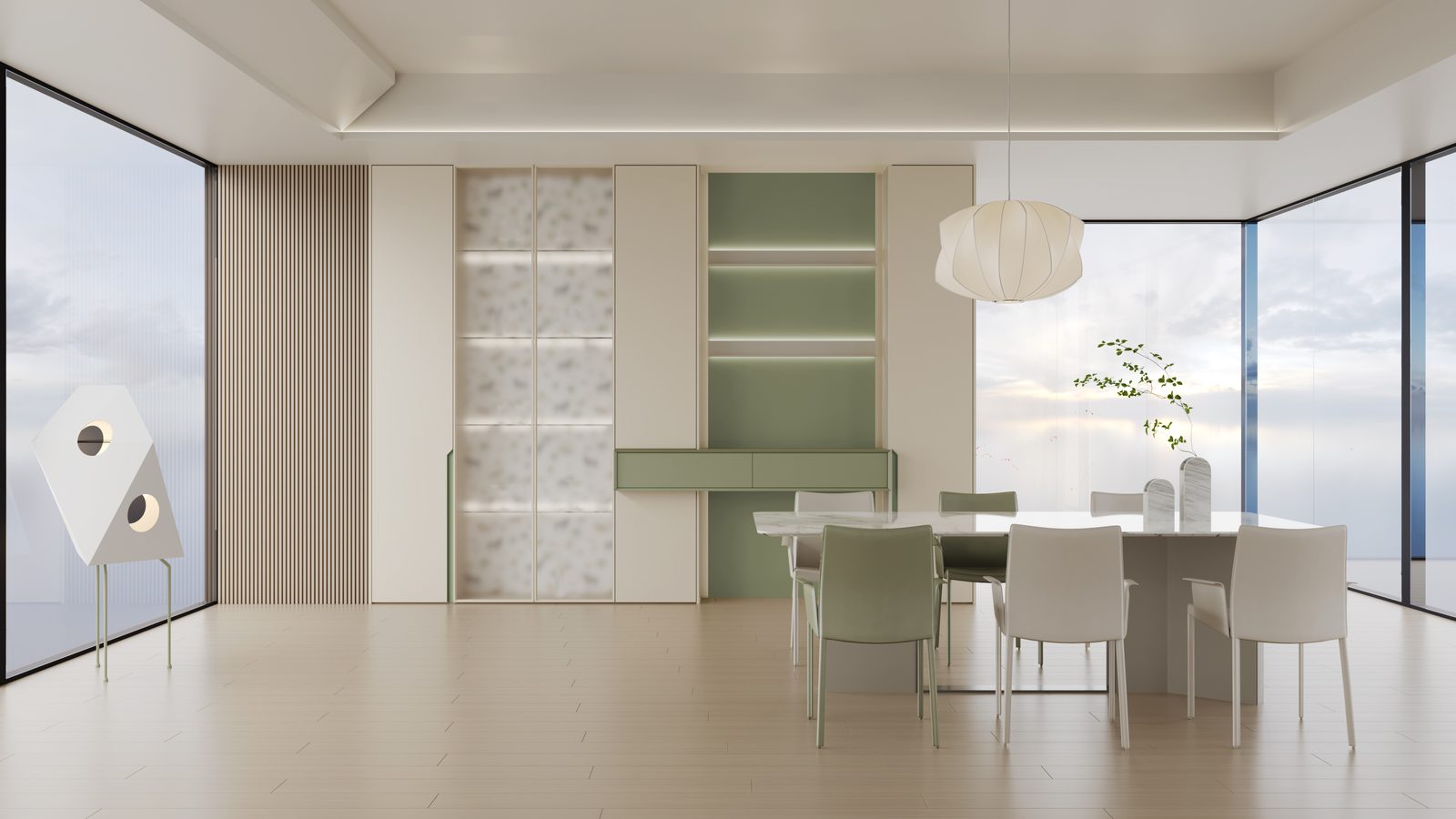 Dining cabinet by the window