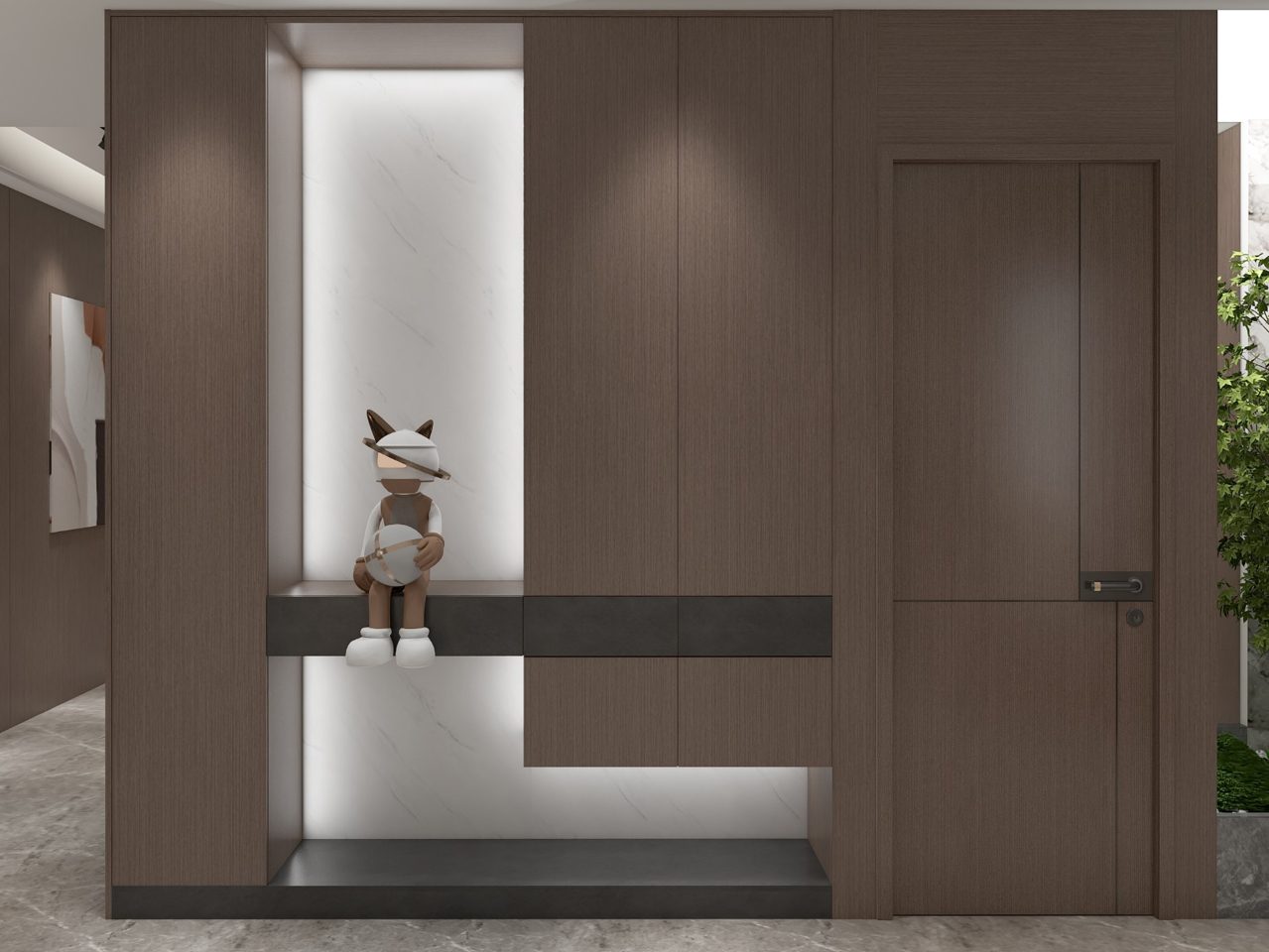 Wood-grain entry cabinet
